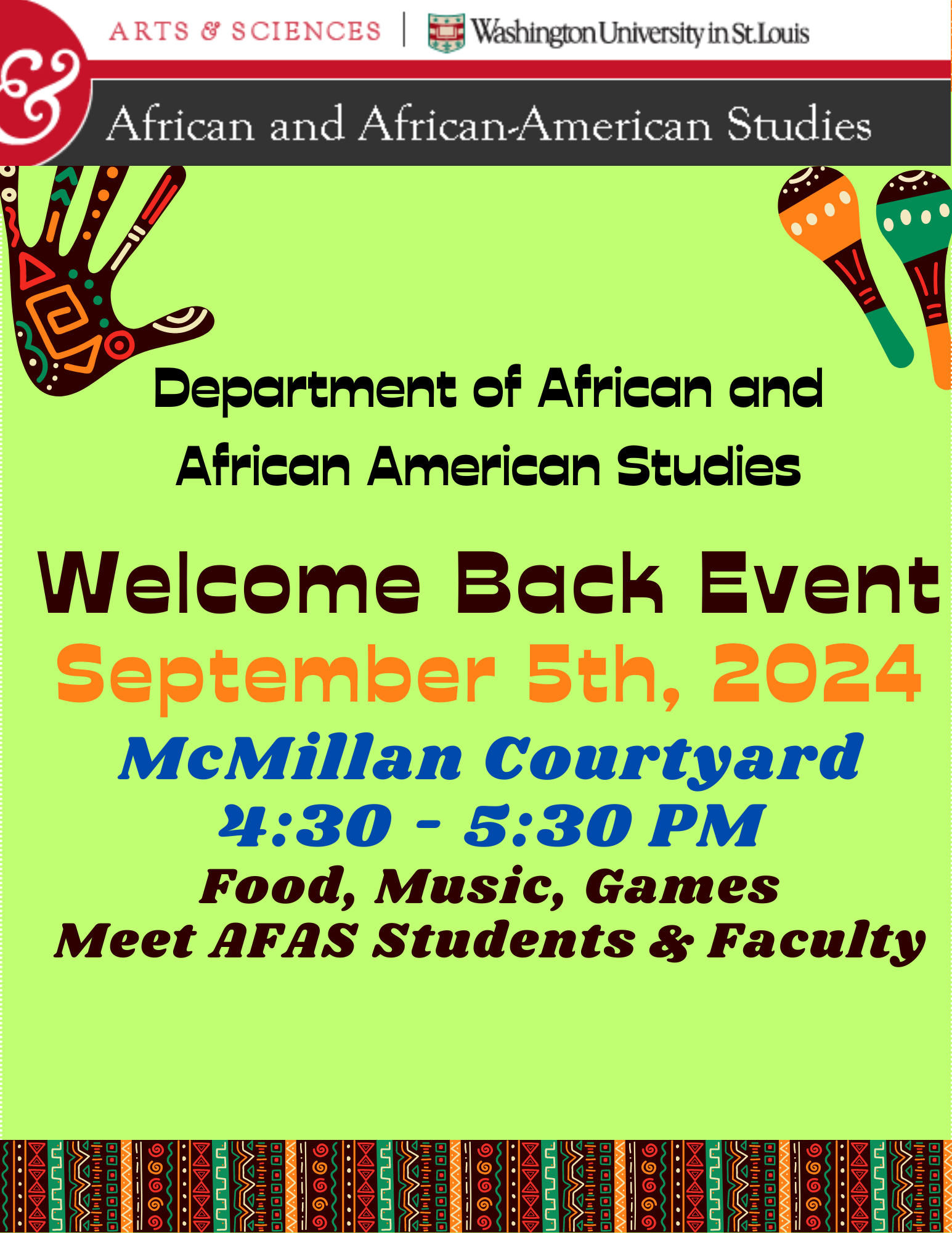 event flyer, afas welcome back event